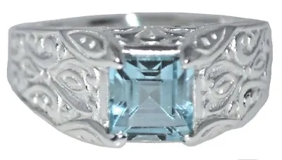 925 Sterling SILVER Blue Topaz Gents Ring Mens Real Gem Band All Sizes Upto Z+3 • £44.99
