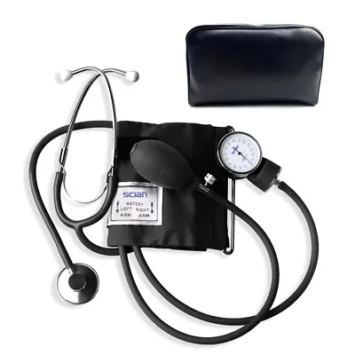 Scian Aneroid Sphygmomanometer Stethoscope Manual Blood Pressure Monitor BP Cuff • £12.99