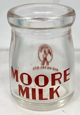 Moore Dairy Creamer 1/2oz Lancaster PA Mini Milk Bottle 1.75” Pyro Glaze • $19.99