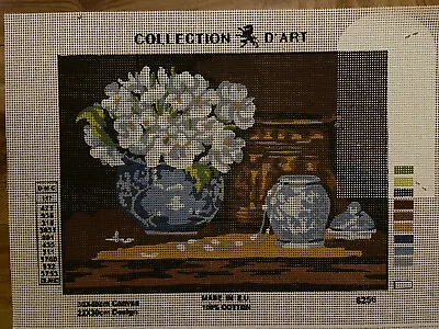 $21.99 • Buy Needlepoint Canvas 30x40 Flowers In A Vase Canvas Only