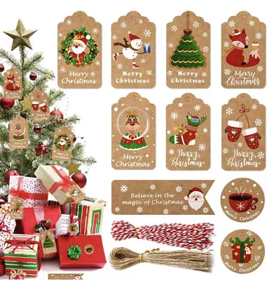 £4 • Buy 100Pcs New Christmas Kraft Paper Gift Tags Scallop Label Luggage Blank + Strings