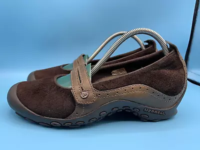 MERRELL Plaza Bandeau Chocolate Leather Mary Jane Comfort Shoes Women's Size 9 • $39.99