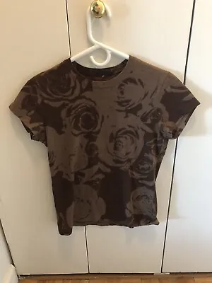 MODBOD Brown Women Tee  With Flowers SZ M • $9.99