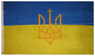 3x5 Ukraine Ukrainian Trident Large Ensign Nylon / Poly Blend Flag 3'x5' Banner • $7.94