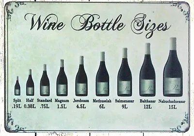   Reproductions Wine Bottle Sizes Bar Distiller Tin Metal Sign • $18.98
