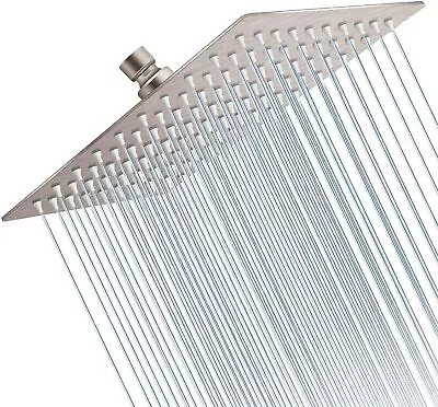 Square Solid Stainless Steel Shower Head Rainfall Overhead Top Spray Ultra Thin • $26.99