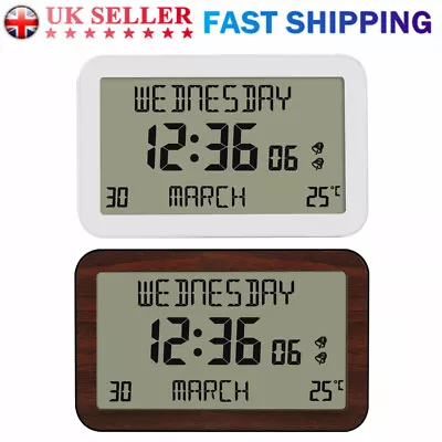Easy To Read Digital Alarm Calendar Clock Displays Time Day Date Temperature • £27.95