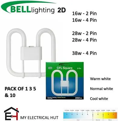 Bell 2D GR10q GR8 2Pin4Pin 10000HRS Energy Saving Fluorescent Lamp 16W/28W/38W  • £6.99