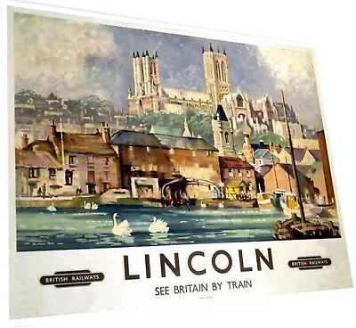 LINCOLN SIGN PLAQUE Vintage Retro Advert METAL Wall Sign Railway Train Gift • £3.99