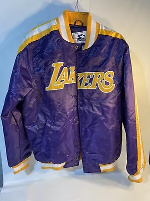 Starter Los Angeles Lakers Satin Jacket Purple Large L Basketball Authentic • $141.09