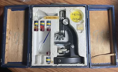 Vintage Microscope And Lab Set In Blue Latching Storage Box - Made In Japan • $18