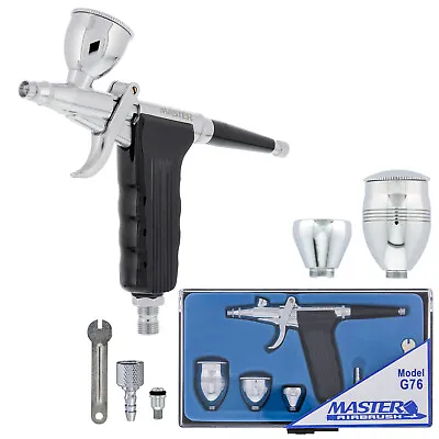 3 Cup 0.3mm Spray Gun Pistol Trigger Dual-Action AIRBRUSH SET KIT Hobby Cake • $59.99