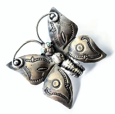 Vintage Sterling Silver W/Turquoise Butterfly Brooch Pin 12 Gr. • $45