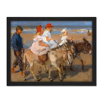 £37.99 • Buy Isaac Israels Donkey Rides On The Beach Portrait Framed Wall Art Print 18X24 In