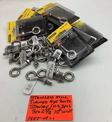 Stainless Steel Turned Eye Bolt1/4” X 2 5/8” STANLEY /IVES (10 Pc In Lot)1887 • $20