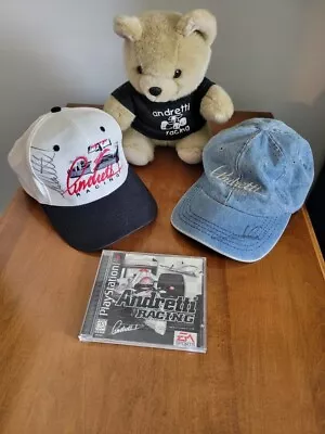 Signed Mario & Michael Andretti  Andretti Bear Game And 2 Hats Signed Package • $275