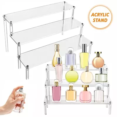 3-Tier Acrylic Rack Perfume Doll Model Car Ladder Display Stand Risers Shelf • £10.99