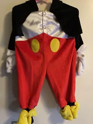 Mickey Mouse Baby 9-12m Disney Deluxe Costume 1 Pc Hooded Velour Warm Toys • $10