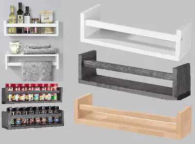 £7.95 • Buy Wooden Spice Jar Rack Wall Mounted Float Shelves Book Case Display Storage Shelf