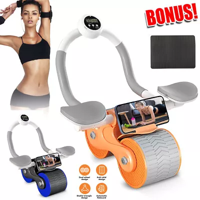 £14.99 • Buy Abdominal Wheel Automatic Rebound Elbow Support AntiSlip Fitness AB Roller Train