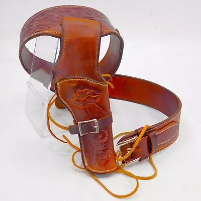 VTG El Dorado Brown Floral Tooled Leather Western Gun Holster Belt Right Handed • $37