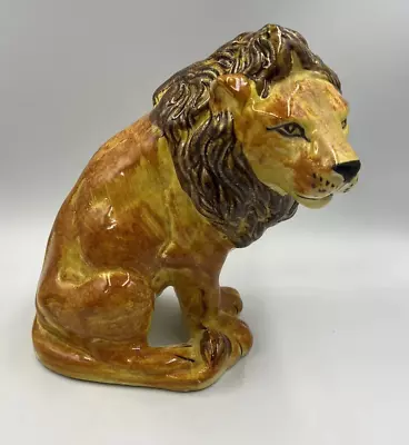 Mid Century Italian Majolica Ceramic Lion Statue Figure READ • $116.79