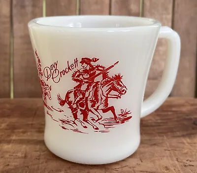 Fire King Milk Glass Davy Crockett Mug Red Western Graphics Vtg Oven Ware • $14.95