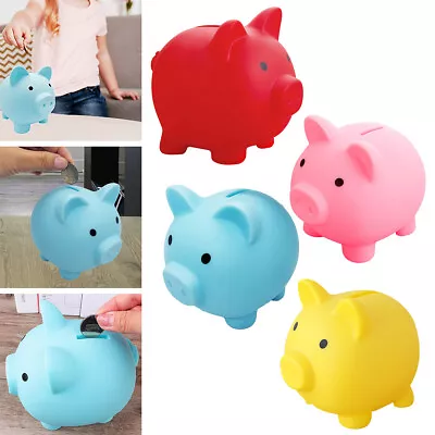 Cute Piggy Bank Saving Coins Money Box Cash Fund Gift Plastic Pig Wear-Resistant • £2.49