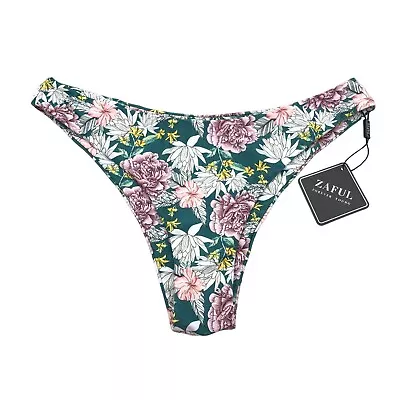 Zaful Bikini Bottom Cheeky Floral Green Pink 8 • $7.99