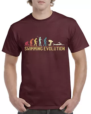 Top Gift T-Shirt For Dad: Evolution Of Swimming Sports Cotton Comfort • £12.99