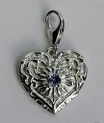 Gorgeous 0.11 Carats AA Tanzanite 925 Sterling Silver Milano Heart Charm • $90.88