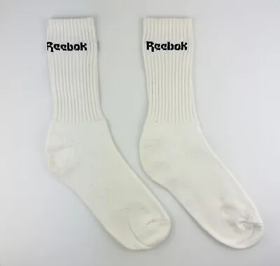 NOS Vintage 90s Reebok Tube Socks Spell Out Black White Size 10-13 • $32.46