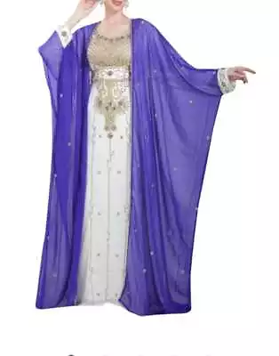 SALE New Moroccan Dubai Kaftans Farasha Abaya Dress Very Fancy Long Gown Rozy • $64.59