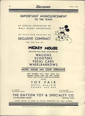 1935 PAPER AD Dayton Toy Mickey Mouse Wagon Pedal Car Molly-'es Doll Outfitters • $19.99