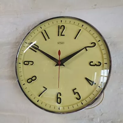 Mid Century - Wall Clock - Metamec - Vintage Retro Kitsch - Lemon Yellow • £95