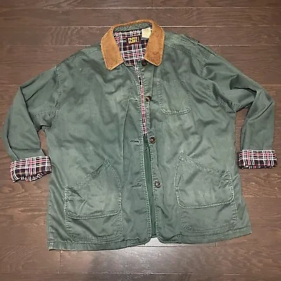 Vintage Faded Glory Field Chore Barn Coat Flannel Lined Jacket Green XL Y2K • $31.49