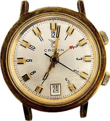 Vintage 35mm Croton Men's Mechanical Alarm Wristwatch A3ADIF 175 Swiss For Parts • $100
