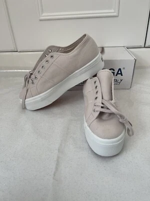 £18 • Buy NEW In Box Superga 2790 Flatform Violet Light Ash Canvas Trainers Sneakers Uk8