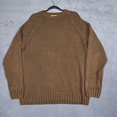 Woolrich Sweater Mens XL Crewneck Pullover Vintage Ramie Cotton Brown Wood Knit • $22
