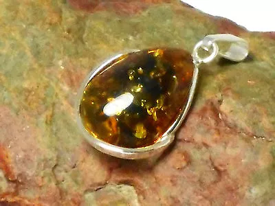 AMBER  Sterling  Silver  925  Gemstone  PENDANT   -  Gift Boxed! • £27.99