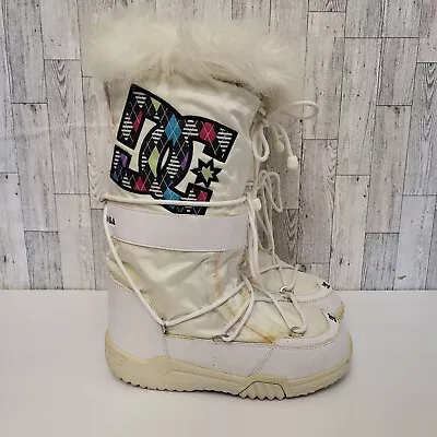 Vintage Y2K WHITE DC Chalet Winter Fur Trim Snow Moon Boots Wm 8 9 9.5 Lg Retro • $125