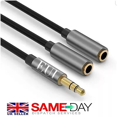 Audio Splitter Cable For Headphone 3.5mm Male To 2 Female Ports Audio Stereo Y  • £4.99
