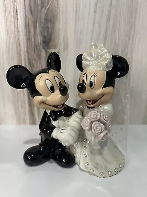 $24.99 • Buy Disney Mickey & Minnie Mouse Wedding Bride And Groom Porcelain Cake Topper