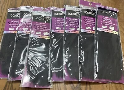 My Hair 12  Iconic Human Hair Blend Jet Black Lot Of 7 • $29.99