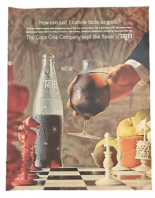 1964 Tab 1 Calorie Soft Drink Soda Pop Chess Pieces Board Vintage Print Ad • $12