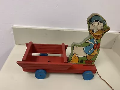 Fisher Price #500 Donald Duck Wooden Pull Toy 1960s Disney | Vintage USA • $14.95