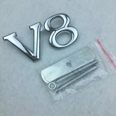 2x Metal Chrome V8 Vintage  Auto Car Front Grille Emblem Badge Sticker • $12.31