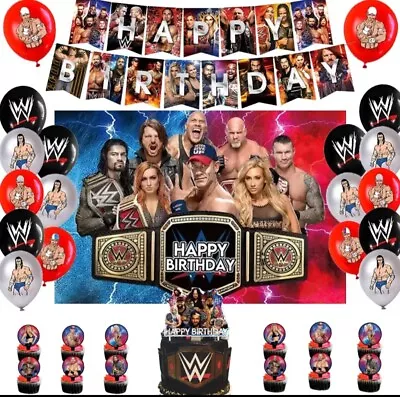 WWE Wrestling Party Supply Balloons Cake Topper  • $25