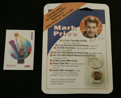 MARK PRICE ~1999 NBA Cavaliers #25 Jersey Retirement Marble Keychain + 1991 Card • $10.99