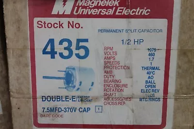 MagneTek Universal Electric Stock# 435 Motor 1/2HP - 460V - 1075RPM • $124.95